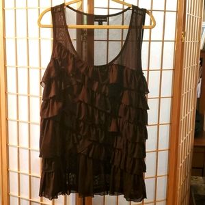 Brown Ruffled Tiered Tank Top